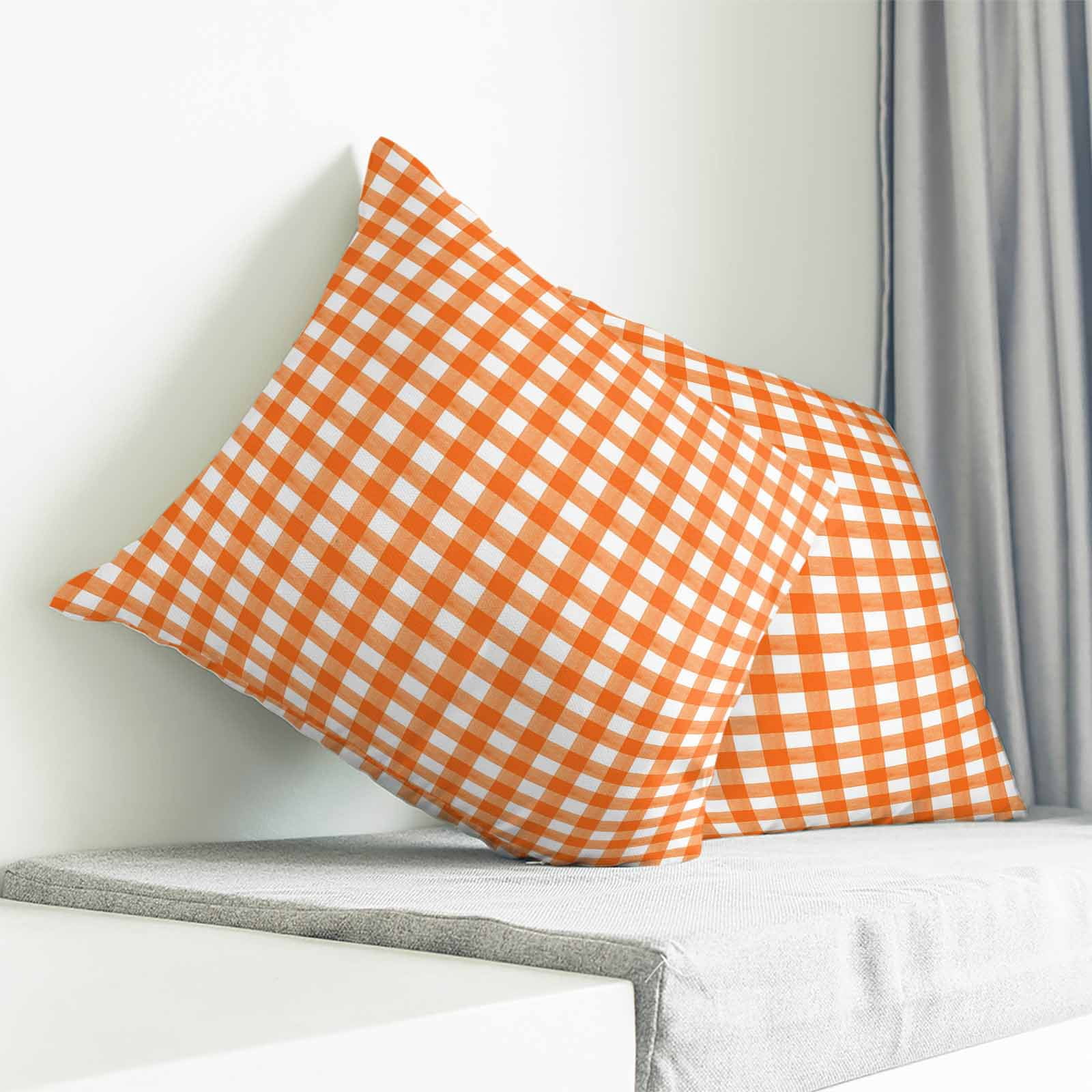 Throw Pillow Covers 26x26 Inch, Orange Decorative Pillow Cases for Couch Sofa Bed, Country French Rustic Buffalo Plaid Modern Art Cotton Linen Square Home Decor Pillowcases with Hidden Zipper