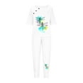 thumbnail image 5 of BVnarty Women's Dragonfly Print Summer Pajama Set Loose Short Sleeve Round Neck T-Shirt Drawstring Pants Homewear 2 Piece Outfits Tracksuit White XXL, 5 of 5