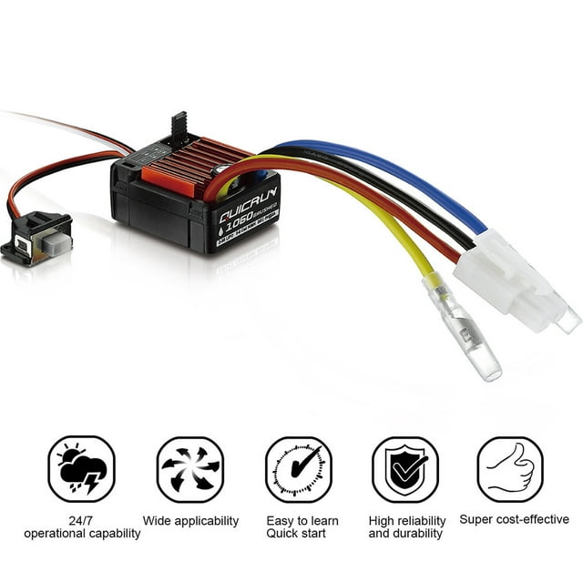 HobbyWing QuicRun 1/10 Contrôleur de Vitesse Électronique Brossé Étanche 60A ESC