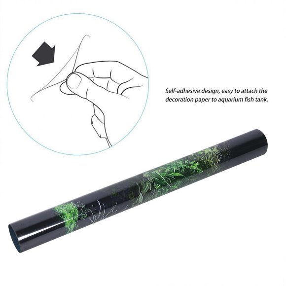 Aquarium Fish Tank, Grass Background Aquatic Fish Tank Seafloor Water Decoration Painting Decoration Painting PVC Sticker61 X 30cm