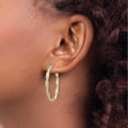 thumbnail image 4 of 14K Yellow Gold White & Rhodium Twisted D/C Oval Hoop Earrings (19 X 24.5) Made In Peru pre781, 4 of 6