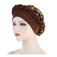 thumbnail image 3 of Tittly Bandanas for Women Head Scarf Cap Cover Headwear Wrap Pre-Tied Hat Braid Ethnic Hair Head Turban Baseball Caps Bandana Turbans for Women Coffee One Size, 3 of 3