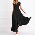 thumbnail image 2 of Leeye High Waist Short Sleeve V Neck Long Dresses for Wedding Proms Party Graduation Date Night Outingand Casual, Chiffon, 1PC, L, Black (Women's), 2 of 5