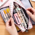 thumbnail image 4 of Estuche grande para lápices de gran capacidad, 3 compartimentos, bolsa de lona para lápices para adolescentes, niños, niñas y estudiantes de la escuela, 4 of 7