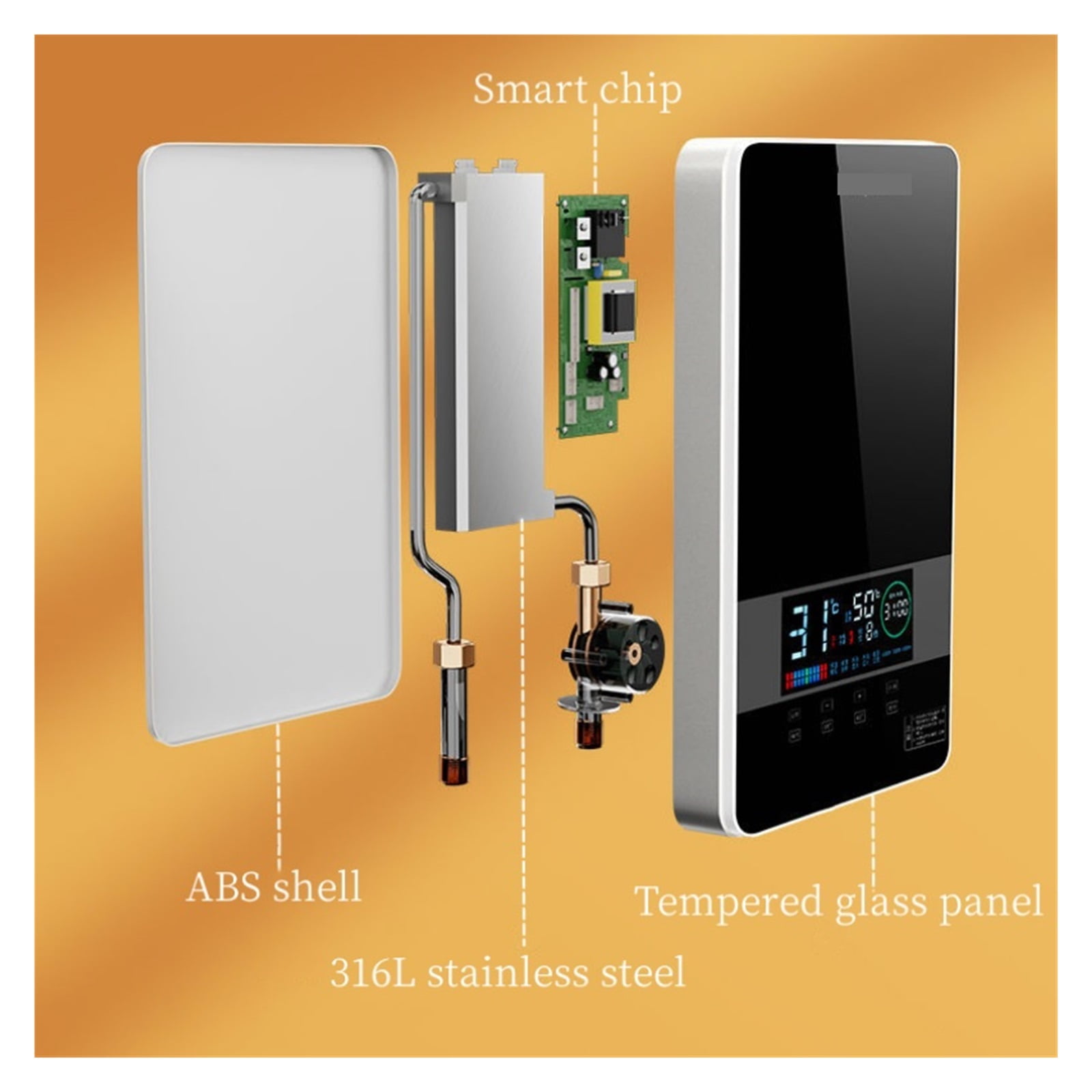 Household Instant Electric Water Heater Hotel Smart Shower Machine Hair Salon Fast Water Heater Remote Control LED Touch Screen ,Energy Saving