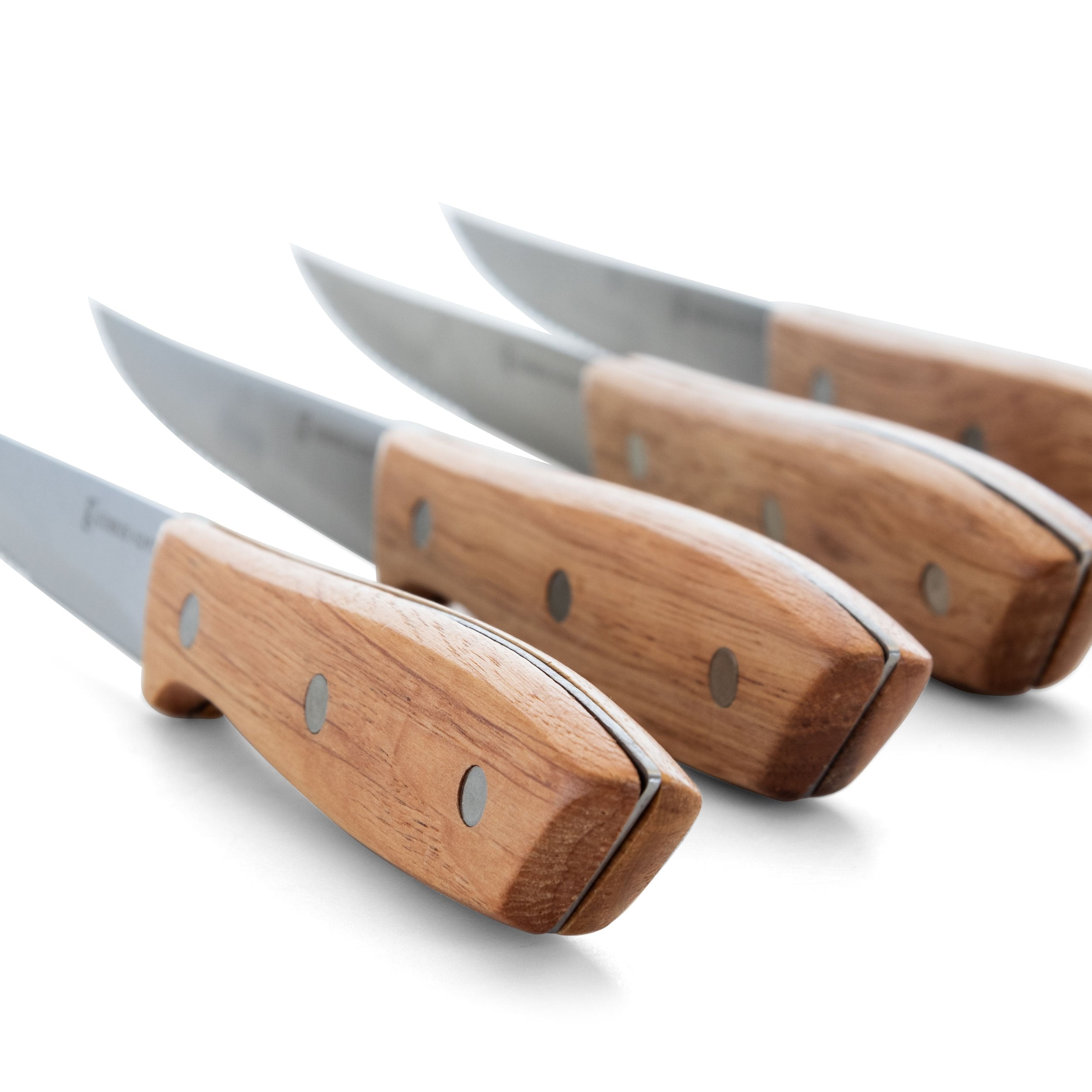 Gibson Home Seward Steak Knives Set, Stainless Steel, Set of 4, with Brown Wooden Handle