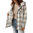 thumbnail image 2 of SHINE UP Flannel Shacket Jacket for Women Plaid Shirts Long Sleeve Button Down Tops Casual Hooded Coat, 2 of 6