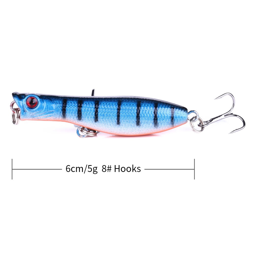 HENGJIA Top Water Popper Fishing Lures Saltwater, Pack of 5 Poppers Lures Artificial Hard Baits for Bass, Redfish, Trout, Walleye