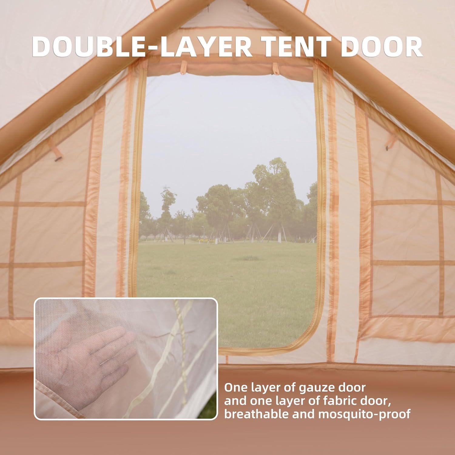 6.3m ² Inflatable Camping Tent with Canopy, 4 Season Waterproof Windproof Air Tent, 420D Oxford with Clear Skylight Mesh Windows and Doors