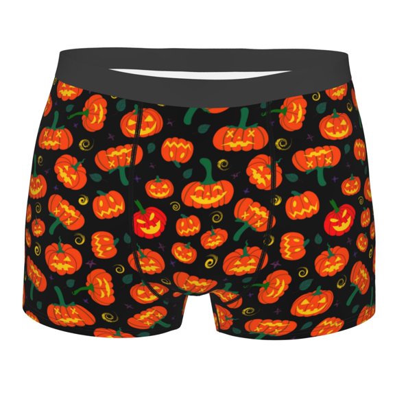 Rateoe Pumpkin Fallen Leaves Mens Boxer Briefs Poly Spandex Performance Boxer Briefs Underwear Hem Boxer Briefs - Small