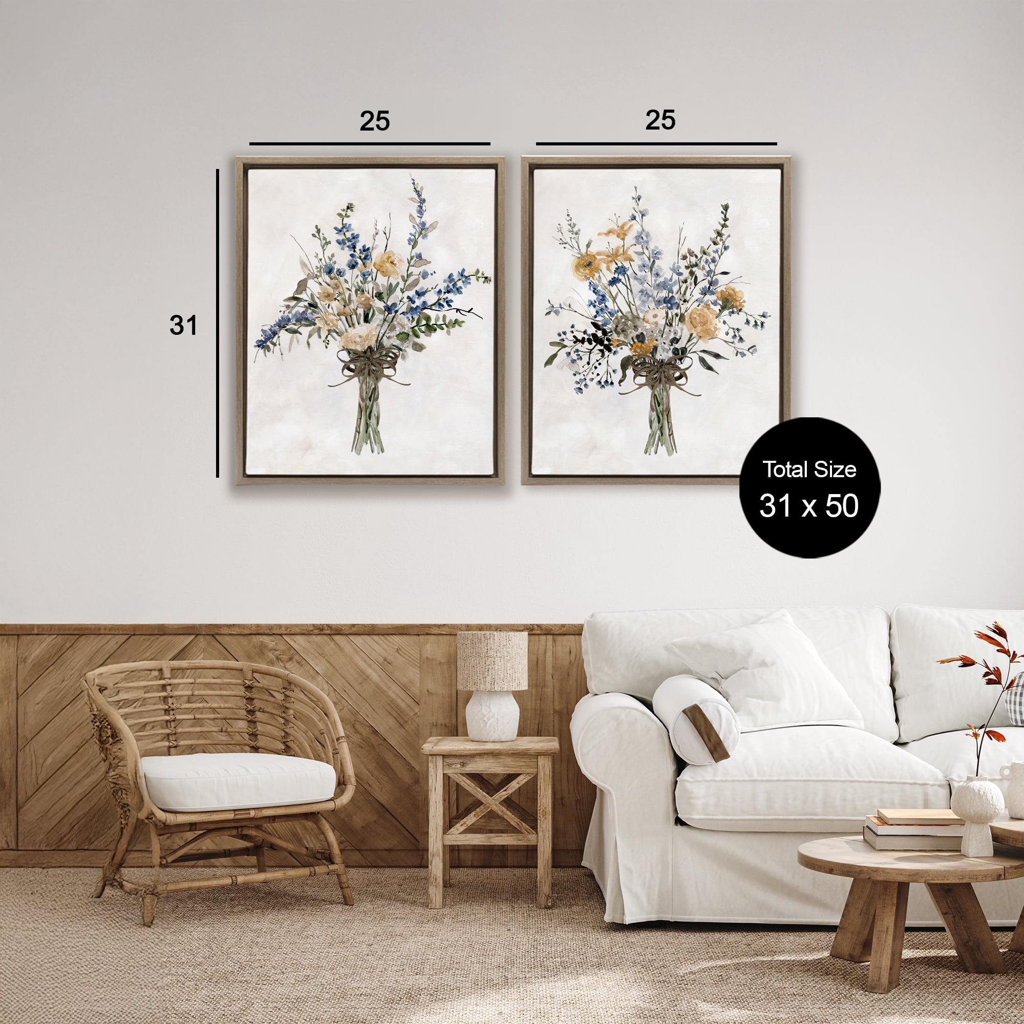 Stupell Industries Bushels of Herbs 2 Piece Brown Framed Floater Canvas Set, design by Carol Robinson
