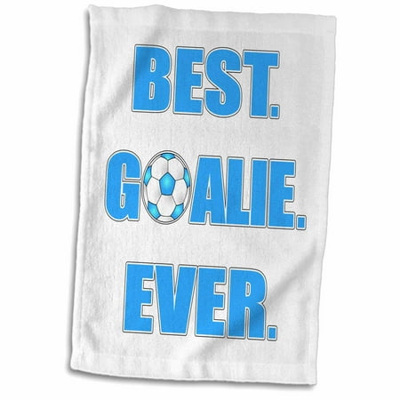 3dRose Best Goalie Ever - Blue and White - Towel, 15 by