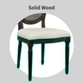 thumbnail image 3 of 2xhome - Set Of 2 French Chic Vintage Style Dining Side Chair With Upholstered Linen Welted Fabric And Elegant Natural Rustic Wood Frame - Rattan Wicker Oval Back, 3 of 14