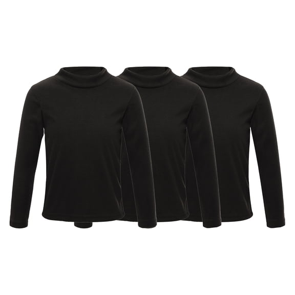YiZYiF 3 Pack Kids Thermal Undershirt Fleece Lined Solid Color Mock Neck Winter Warm Basic Layer Top Black 130