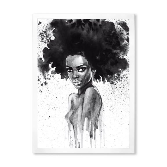 Designart 'Black and White Portrait of African American Woman III' Modern Framed Art Print