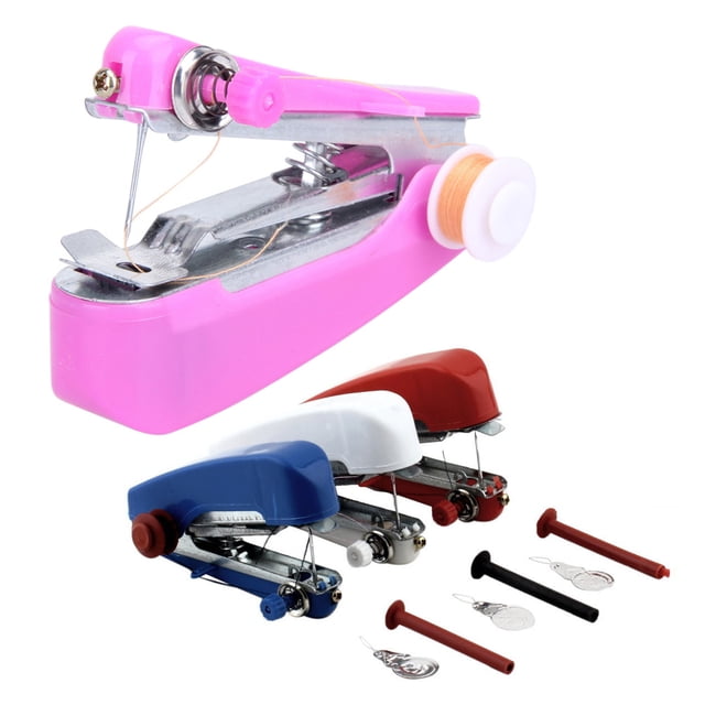 Mini Máquina Coser Manual Bolsillo Máquina Coser Doméstica No Eléctrica Máquina Coser Portátil en Miniatura Mano (blanco Azul Y Rojo Tres Colores Al Azar)