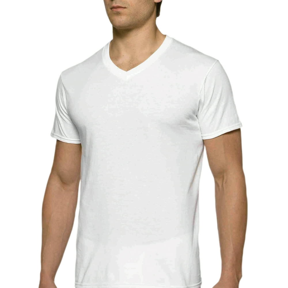 Gildan - Gildan Adult Men's Short Sleeve V-Neck White T-Shirt, 6-Pack ...