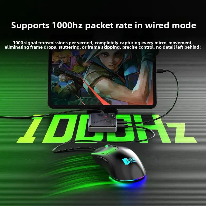 Xuanji 2 iOS Gaming Mouse & Keyboard Adapter, 1000Hz Polling Rate, No Jailbreak Required, with Anti-Recoil & Custom Keys for PUBG Mobile, Call of Duty Mobile, VALORANT, Delta Force & More