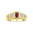 thumbnail image 1 of RYLOS Men's Rings 14K Yellow Gold Classic 6X4MM Oval Gemstone & Diamond Ring Garnet January Birthstone Rings For Men, Gold Rings Size 9, 1 of 7