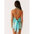 thumbnail image 3 of Women'S Y2k Halter Tank Floral Print Open Back Top Sleeveless Tie Cropped Top Summer Street Style Green L, 3 of 8