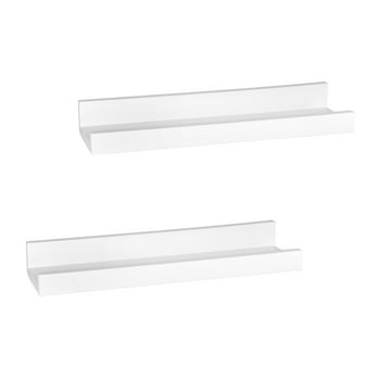 Mainstays 4x15 White Floating Picture Frame Shelves, Set of 2