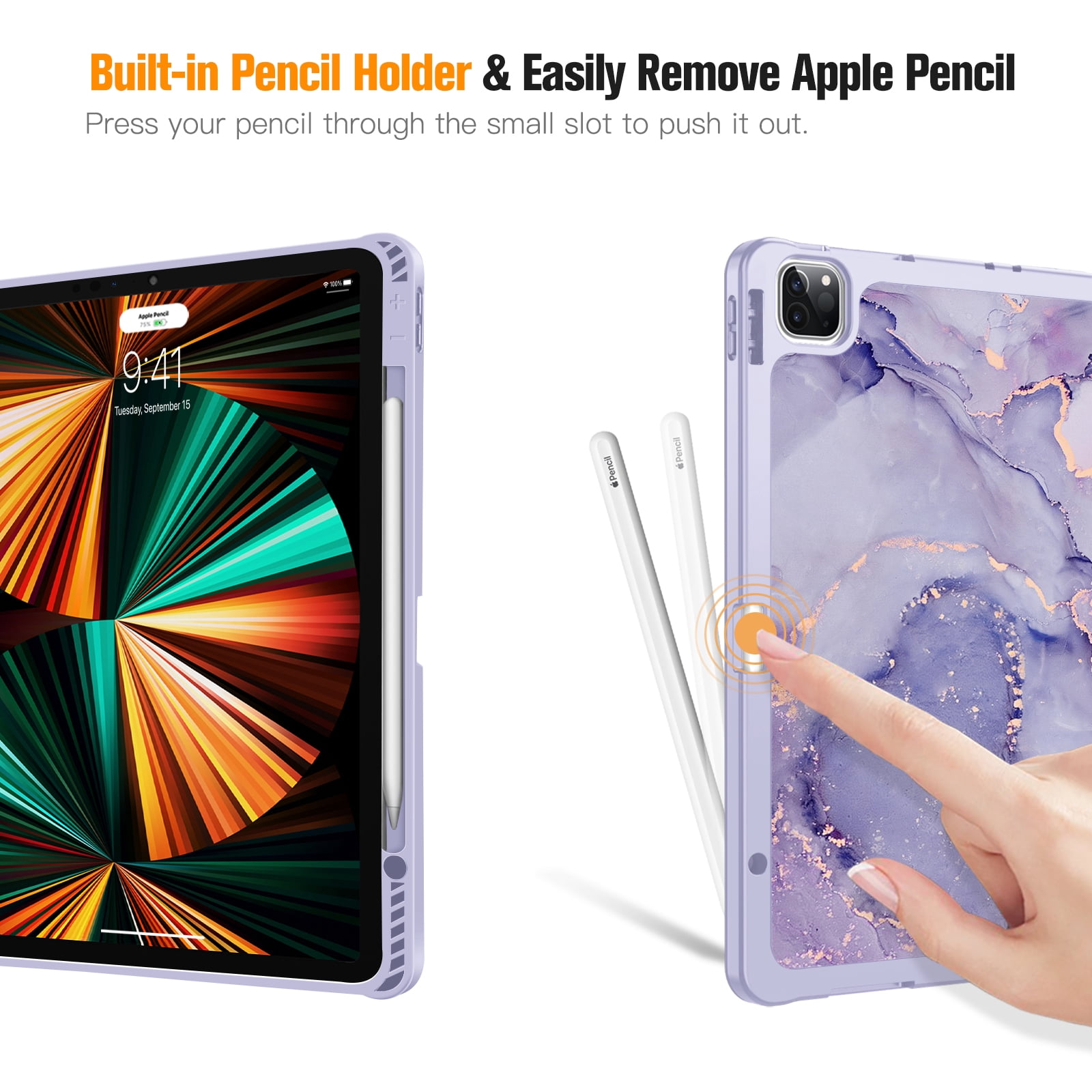 Fintie TPU Case with Pencil Holder for iPad Pro 12.9-inch 5th/4th/3rd Generation - Slim Soft TPU Protective Cover with Auto Wake/Sleep for iPad Pro 12.9 (2021/2020/2018)
