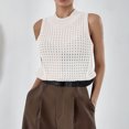 thumbnail image 2 of FAIWAD Women's Ribbed Knit Sleeveless Top Mock Neck Hollow Out Crochet Pullover Loose Summer Trendy Breathable Tank Tops, 2 of 7