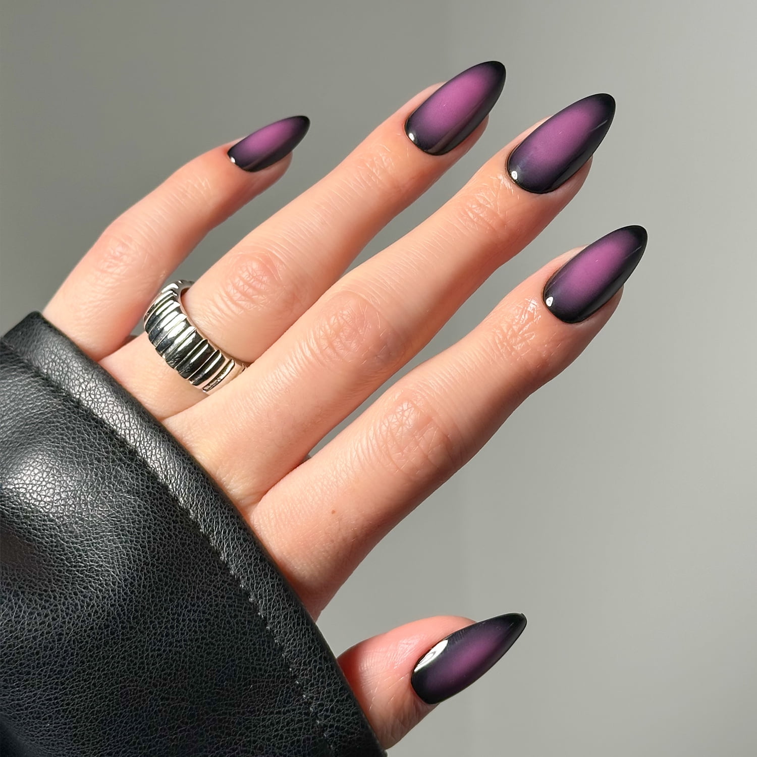 Salon Perfect Halloween Fall Artificial Fake Press On Nails, 394 Aura Purple, Medium Almond, File, Glue and Prep Pad Included, 30 Nails