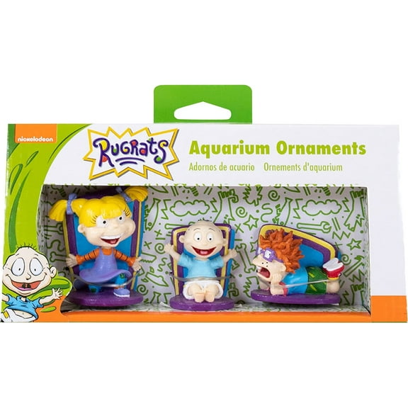 Penn-Plax Rugrats 3-Piece Aquarium Decoration Bundle – Includes Tommy, Chuckie, and Angelica – Small