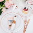thumbnail image 4 of 350PCS Rose Gold Plastic Dinnerware Set for 50 Guests, Plastic Plates for Party Include: 50 Dinner Plates, 50 Dessert plates,50 Pre Rolled Napkins with Rose Gold Silverware,50 Cups for Wedding, 4 of 6