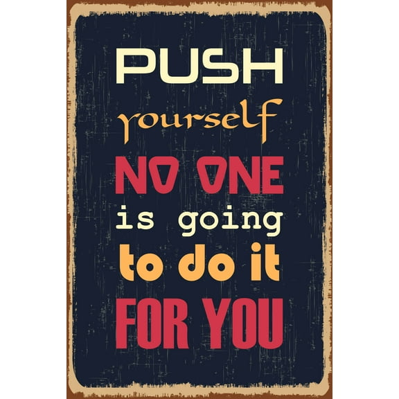 Ezposterprints Motivational Inspirational Posters for Home Office School Classroom Kidsroom - Motivational Quotes Poster Printing - Wall Art Print - 'PUSH YOURSELF' - 12X18 inches