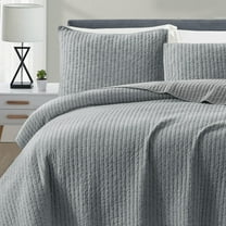 Wonderful Bedding Detailed Channel Stitch All-Season Reversible 3-Piece Quilt Set