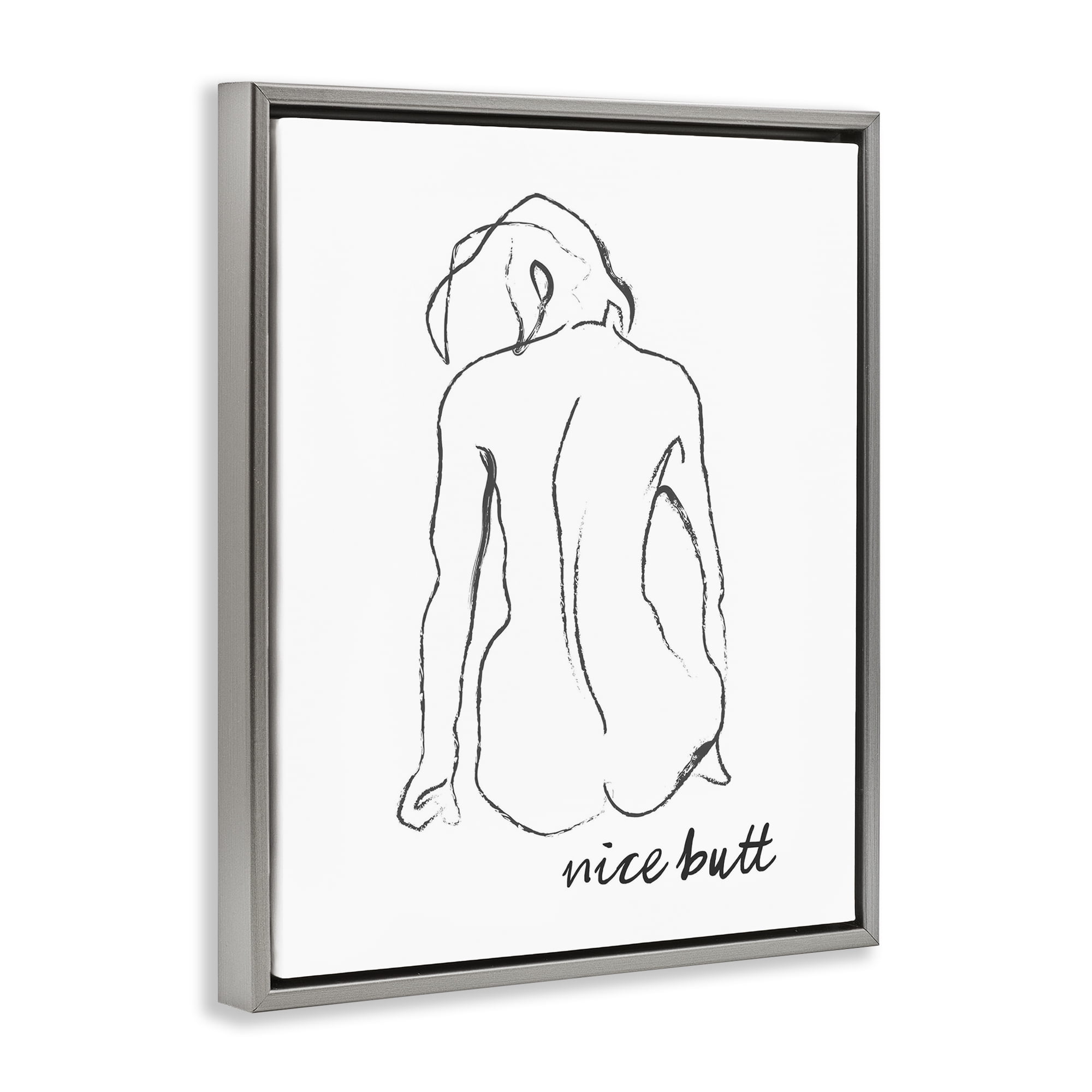 Stupell Industries Nice Butt Bathroom Refresh Gray Framed Floater Canvas Wall Art, design by Lettered and Lined