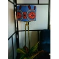 thumbnail image 3 of New Home gift, home decor, handmade pendant drum lampshade, ceiling or lamp base African wax print lampshade - all sizes - Blue and orange, 3 of 5