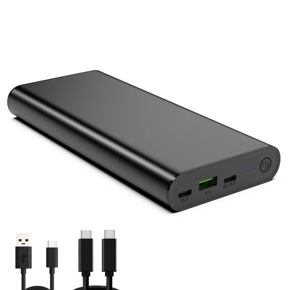 SunJack 100 Watt 25600mAh Power Bank with Dual USB-C Ports, USB A Port (Black)