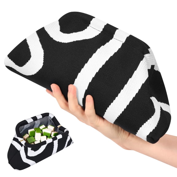 Mahjong Tile Storage Bag for Women Fashion Mahjong Tile Clutch Purse Portable Woven Dumpling Bag for Party Beach Vacation Supplies