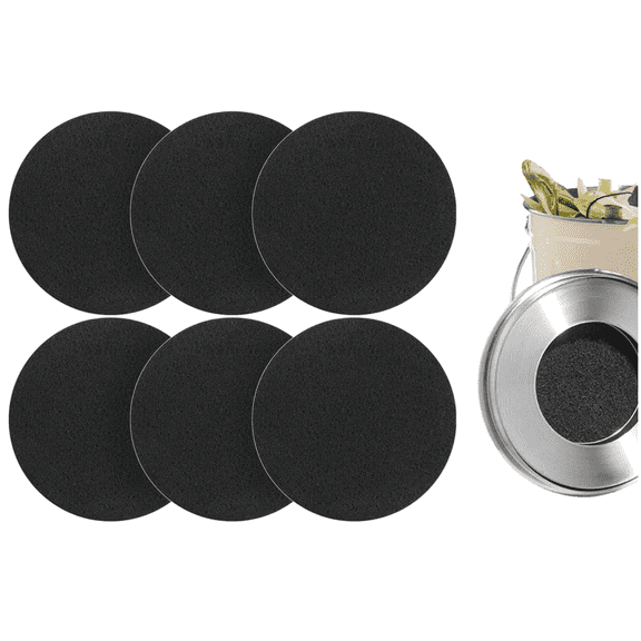 Trianu 6 Pcs Charcoal Filters for Kitchen Compost Bin, 6.3" Round Compost Filters for Countertop Bin Pail Replacement, Activated Charcoal Home Bucket Refill Sets, Black