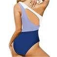 thumbnail image 4 of Samickarr One Shoulder Swimsuits For Women One Piece Full Coverage Sleeveless With Chest Cushion No Steel Support Swimwear Color Block Slim-fit Bathing Suit, 4 of 6