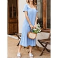 thumbnail image 4 of Avidlove Long Nightgowns for Women Henley Floral Ladies Gowns Short Sleeve Btton Neck Nightdress House Dress Sleepwear with Pockets, 4 of 6