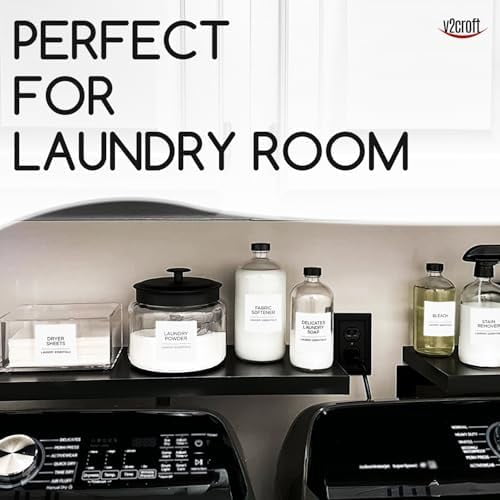 144 PCS Minimalist Laundry Room Labels Set, Tekola Water Resistant Stickers,Water/Oil Resistant Stickers for Laundry Room, Linen Closet Home Bathroom and The Beauty Organization（White