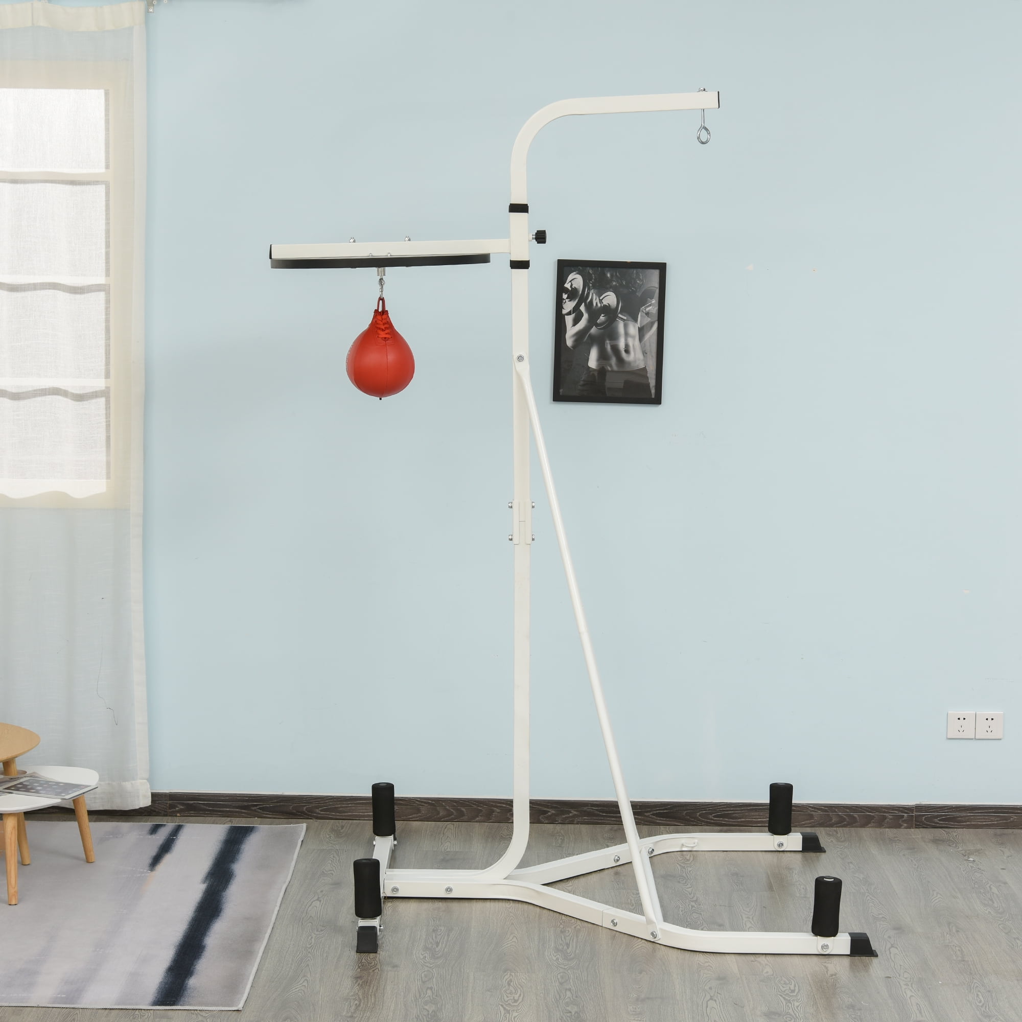 Exercise Equipment Soozier 2 in 1 Punching Bag Stand, Adjustable Height Heavy Bag Stand with Weighted Base and Speed Bag, Freestanding for Home Gym,Workout Equipment