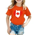 thumbnail image 4 of NINGMENG Hauts et T-Shirts pour Filles, Imprimé Canada, Col Rond, Manches Courtes, Coupe Décontractée, Basique, Chandail, Orange, 3-4 Ans, 4 of 4