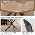 thumbnail image 3 of 45.3'' Walnut Round Dining Table Set for 4, Mid Century Modern Small Coffee Set for Dining Room Kitchen Apartment (Oak Table + 4 U-Shaped White Chairs), 3 of 7
