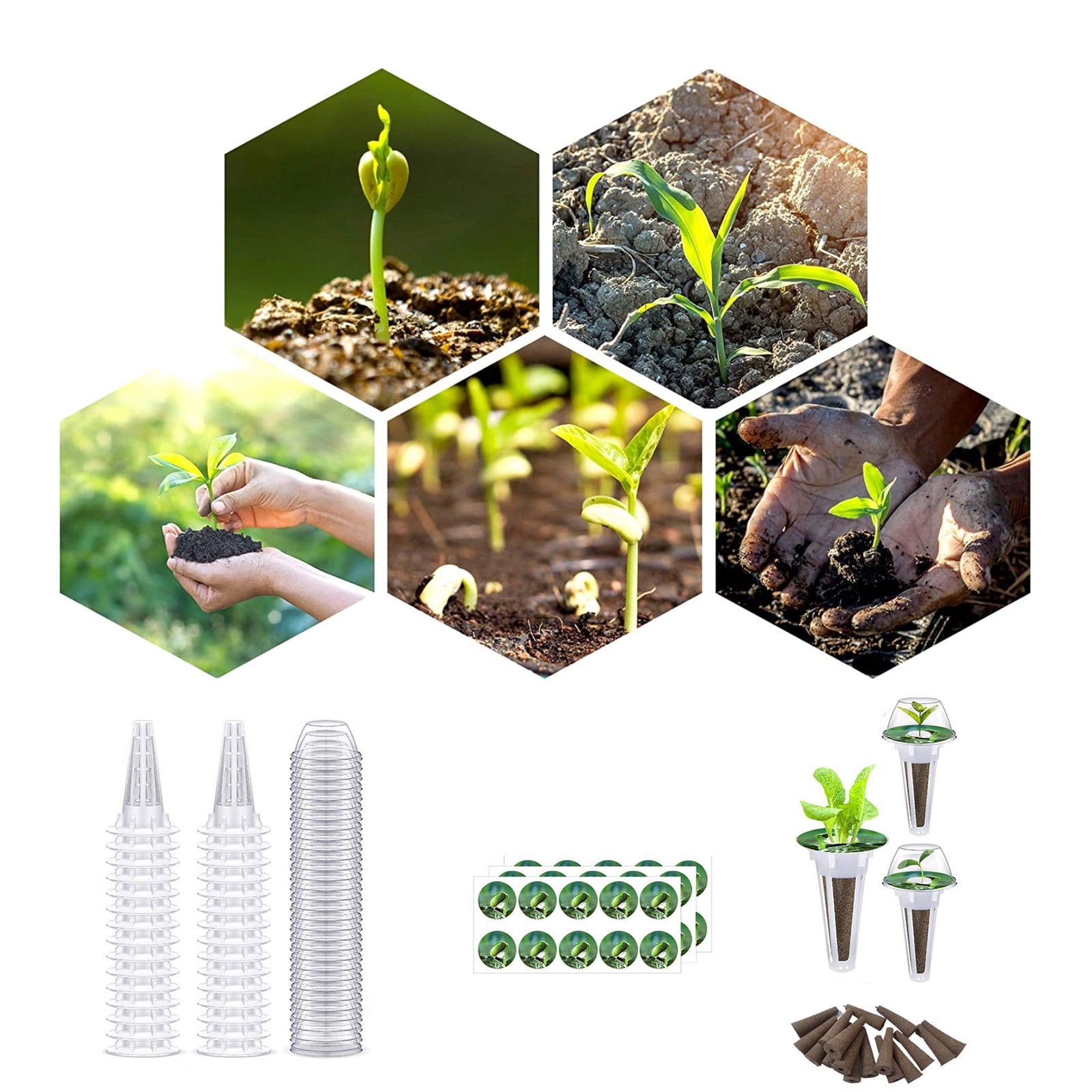 50pcs Seed Pods Kit for Aerogarden, Hydroponics Garden Accessories for Starting System Compatible with Hydroponics Supplies from All Brands, 50 Grow Sponges, 50 Pod Labels