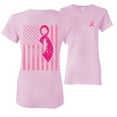 thumbnail image 1 of Wild Bobby, American, Breast Cancer Awareness, Flag, Breast Cancer Awareness, Front and Back Women Graphic Tee, Light Pink, X-Large, 1 of 4