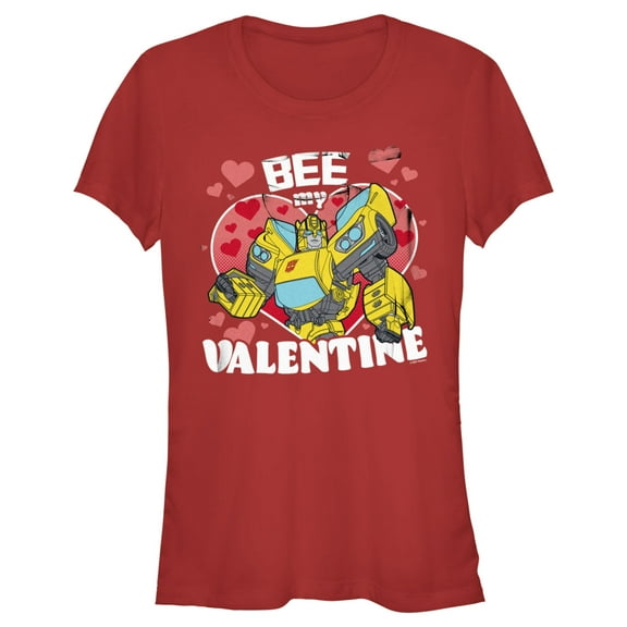 Junior's Transformers Bumblebee Bee My Valentine  Graphic Tee Red Medium