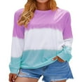 thumbnail image 3 of Women Casual Long Sleeve  Neck Colorblock Sweatshirts, 3 of 8