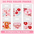 thumbnail image 3 of 36 Pcs Valentine’s Day Cellophane Gift Bag, Candy Treat Bags, Goodie Bags for with 6 Designs for Valentine’s Cookie Bags,Kids Party Favors, Classroom Exchange Prizes, 3 of 9