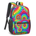 thumbnail image 2 of Red and Green Tie Dye Pattern 17" Waterproof Oxford School Backpacks for Teens, S-Shape Padded Straps, for School, Travel, Hiking, Camping, 2 of 5