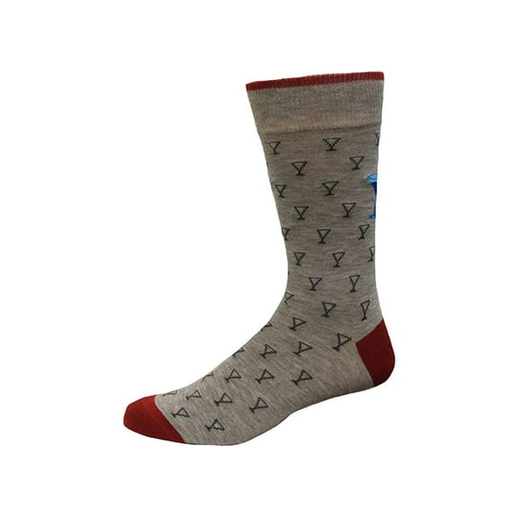 Rockport Men's Martini Glass Crew Socks 1 Pair, Grey Heather, Men's US: 8-12 / EU: 41-45
